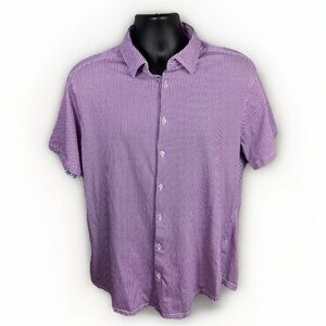 Stone Rose Polo Shirt Flip Contrast Cuff Men’s XXL 100% Cotton Pink Patterned